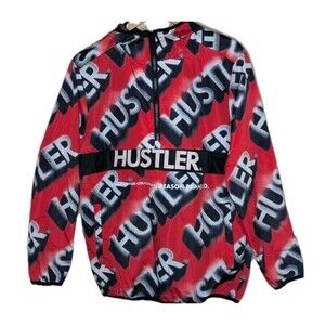NWT HUSTLER Reason Windbreaker Red Sz Small Aop Street Wear Skateboarding Jacket